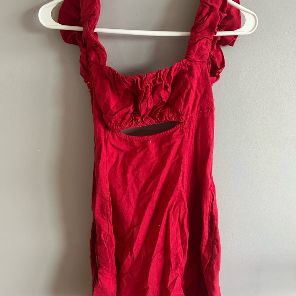 Free People Vibrant Red Textured Top